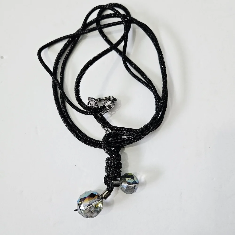 Zsiska Faceted Crystal Resin Adjustable Necklace Iridescent Rope Jewelry EUC - Picture 2 of 4